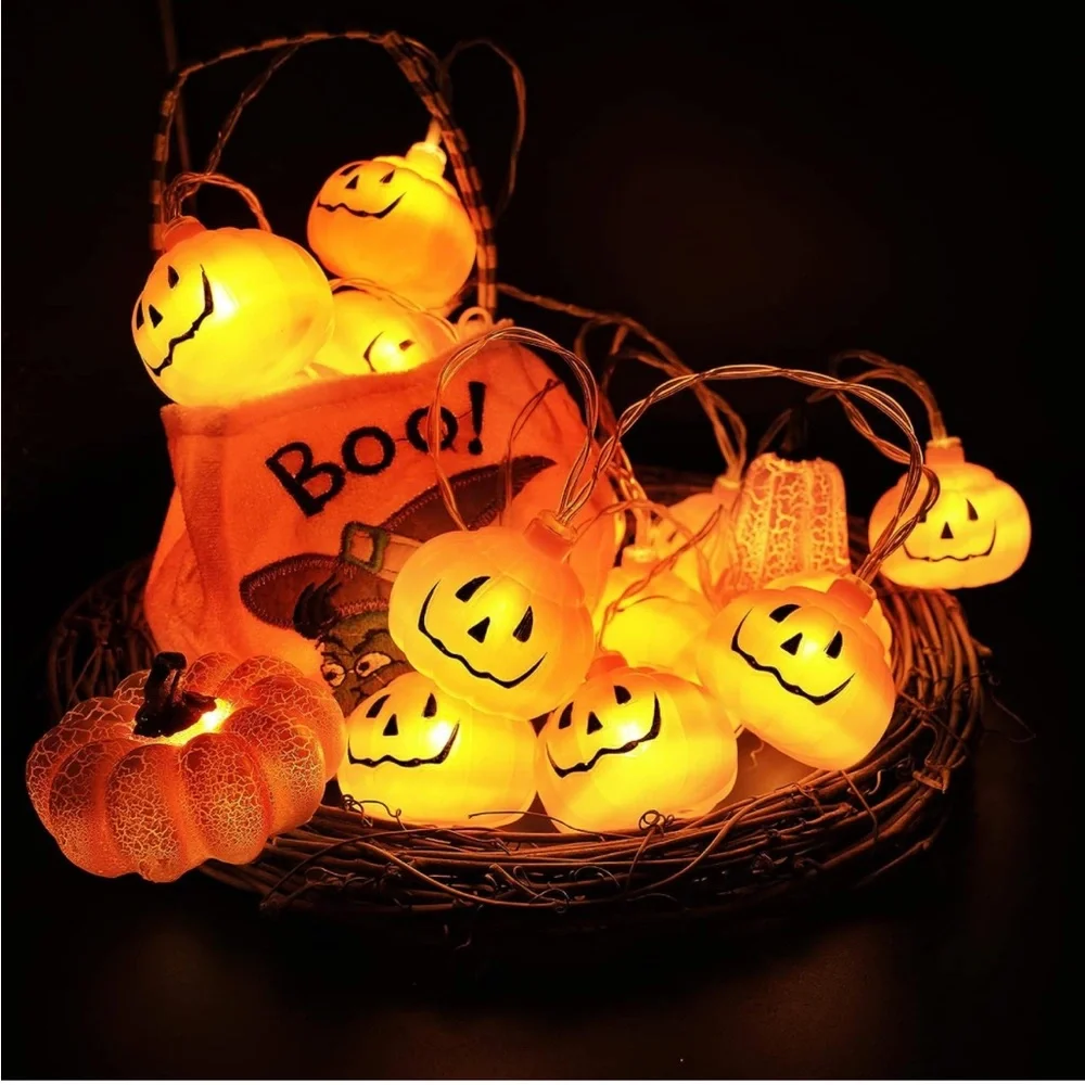 Halloween Lights, 20ft 40 LED Halloween Lights, LED Pumpkin Lights